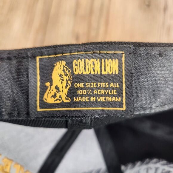 Marine Veteran Golden Lion Strapback Hat Cap Black Embroidered Military Service - Picture 10 of 10